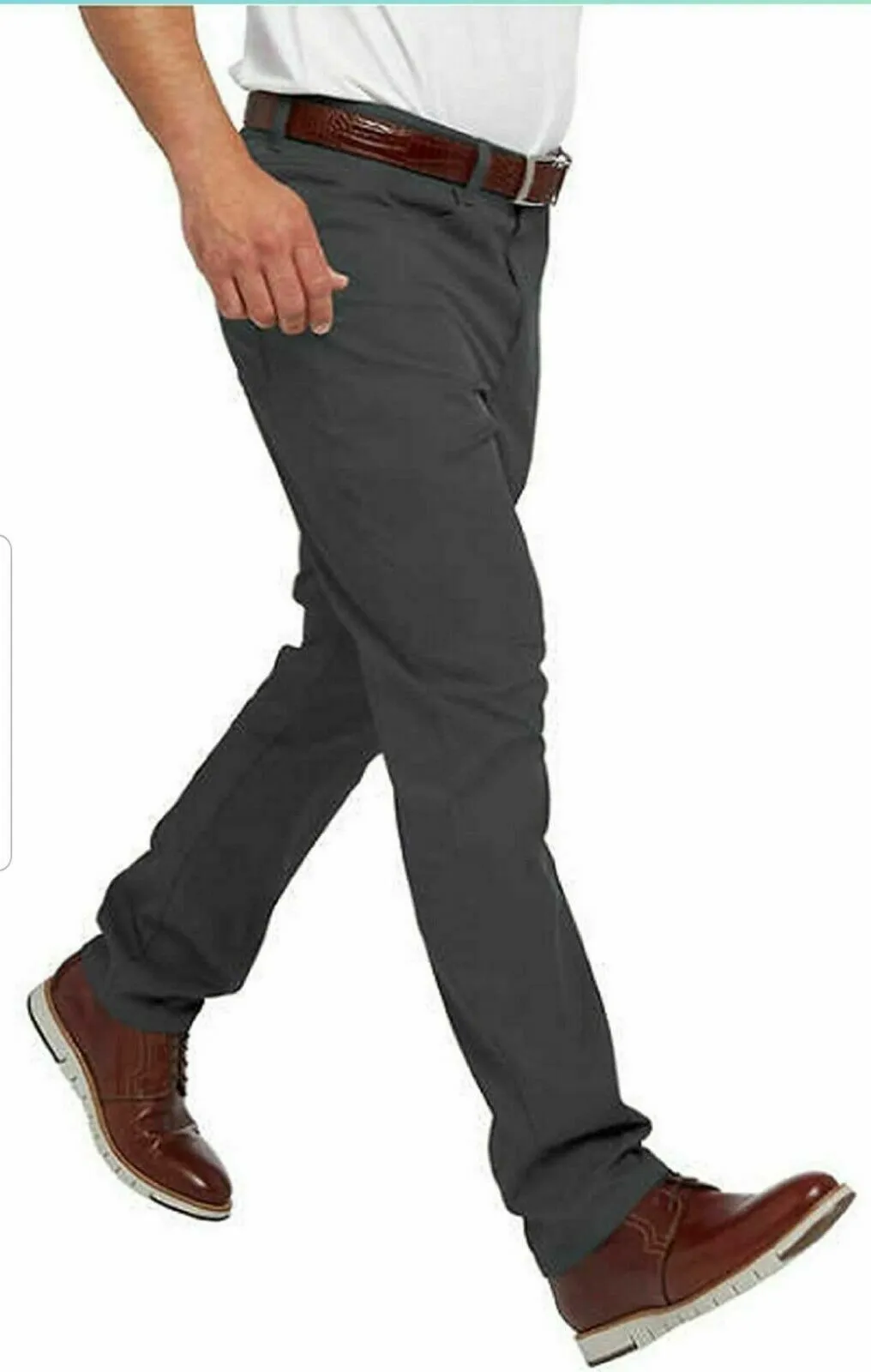 Bolle Men's Performance Golf Pants Comfort Flex Waistband Wicking Asphalt