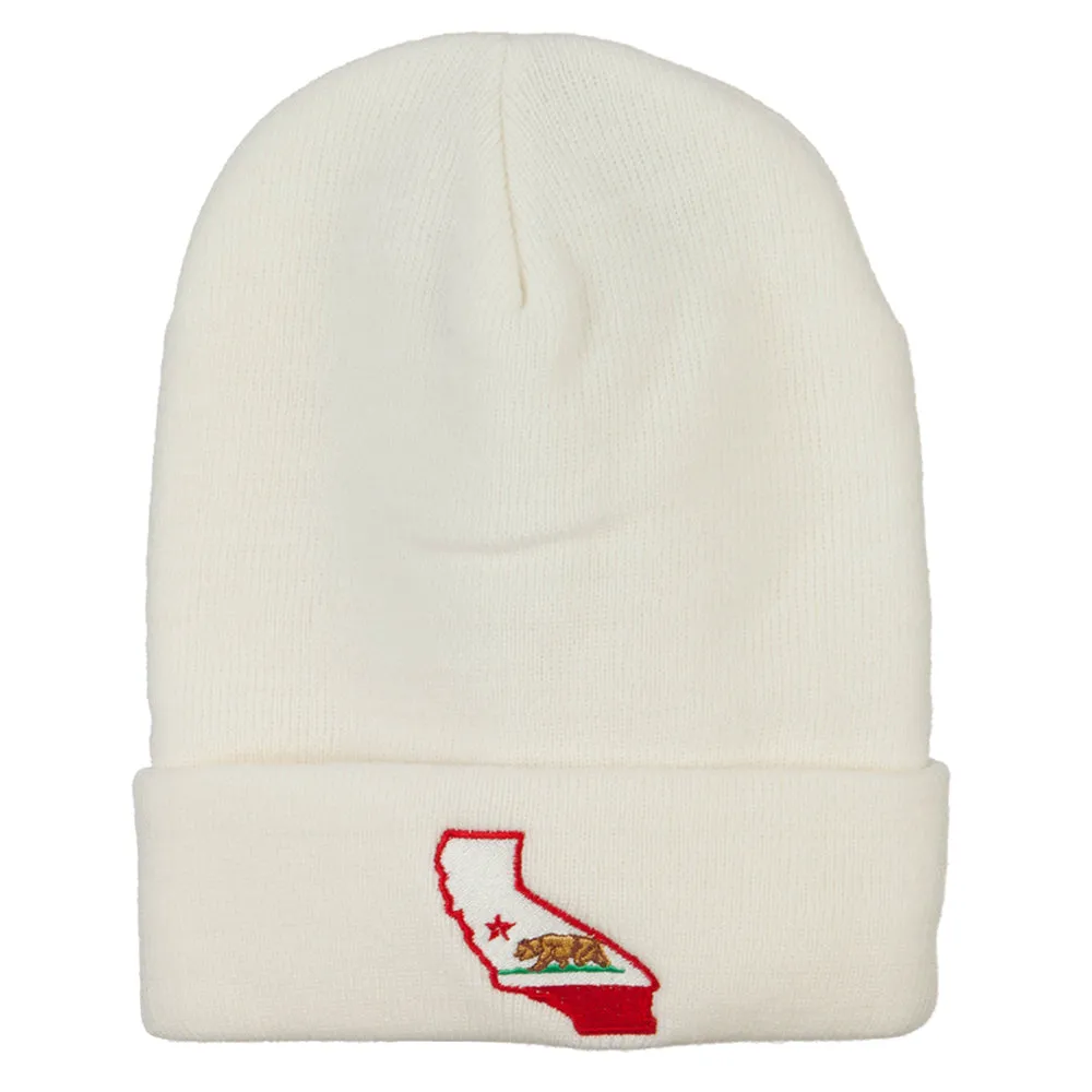 California State Flag Map Embroidered Long Beanie