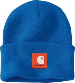 Carhartt Men's Knit Rubber Patch Beanie Beacon Blue