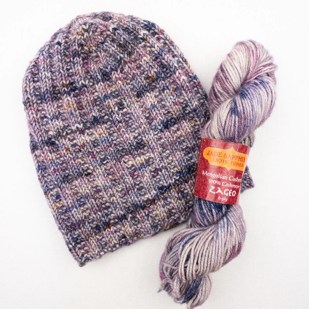 Cashmere Broken Rib Beanie Knitting Kit | Jade Sapphire Zageo Cashmere & Knitting Pattern (#392)