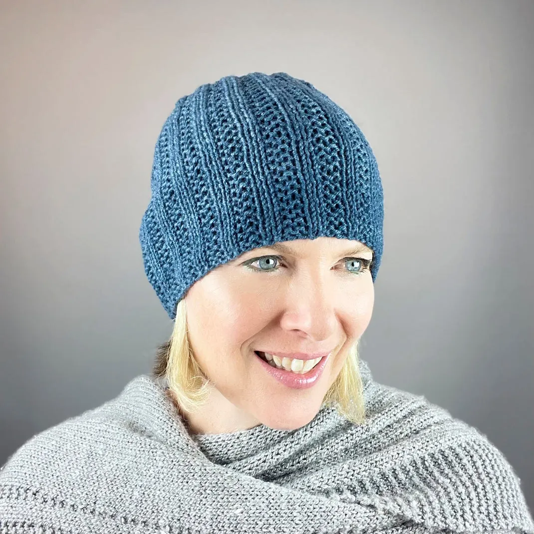 Cashmere Broken Rib Beanie Knitting Kit | Jade Sapphire Zageo Cashmere & Knitting Pattern (#392)