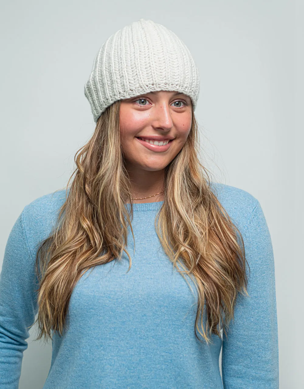 Cashmere Winter Warmer Beanie in Ice