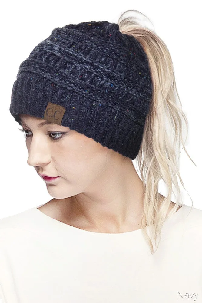 CC Confetti Messy Bun Beanie