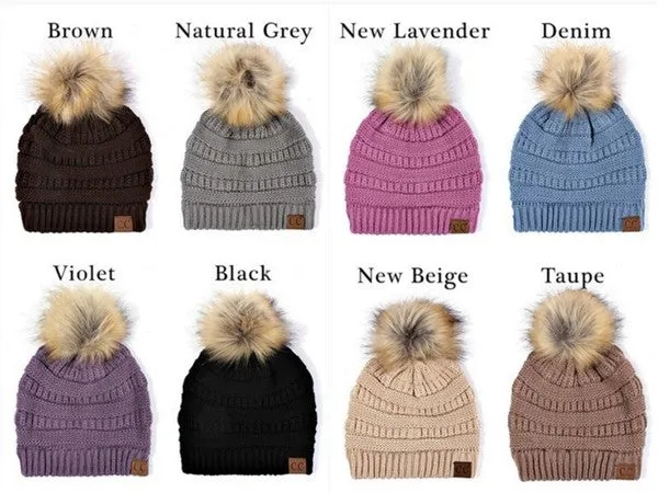 CC Faux Fur Pom Pom Beanie