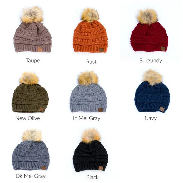 CC Faux Fur Pom Pom Beanie