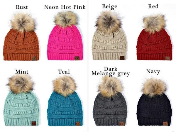 CC Faux Fur Pom Pom Beanie