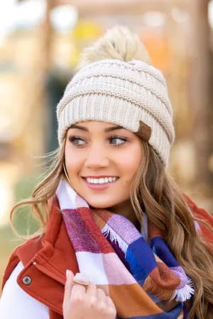 CC Faux Fur Pom Pom Beanie