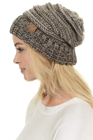 C.C Hat 6242 - Oversized Baggy Slouch Thick Warm Cap Hat Skully Mixed Multi Color Cable Knit Beanie