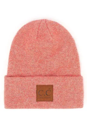 C.C. HEATHERED BOYFRIEND BEANIE (STRAWBERRY)