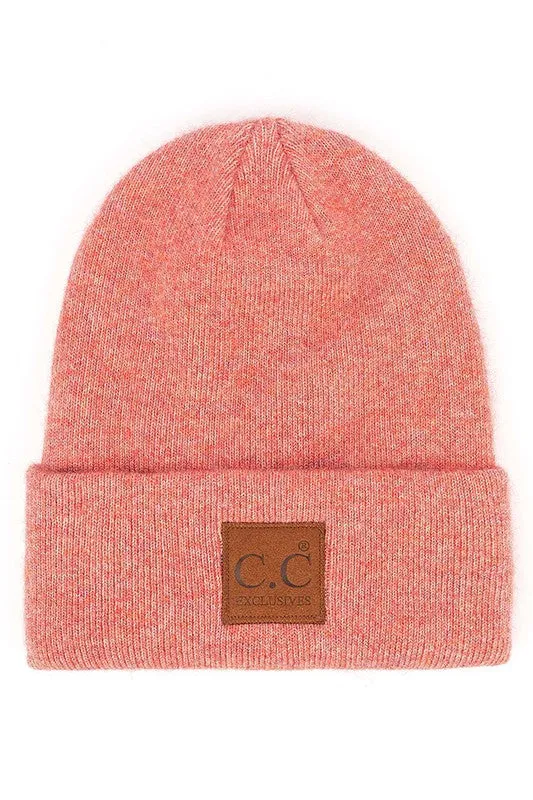 C.C. HEATHERED BOYFRIEND BEANIE (STRAWBERRY)