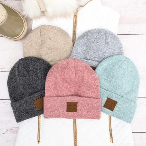 C.C. HEATHERED BOYFRIEND BEANIE (STRAWBERRY)