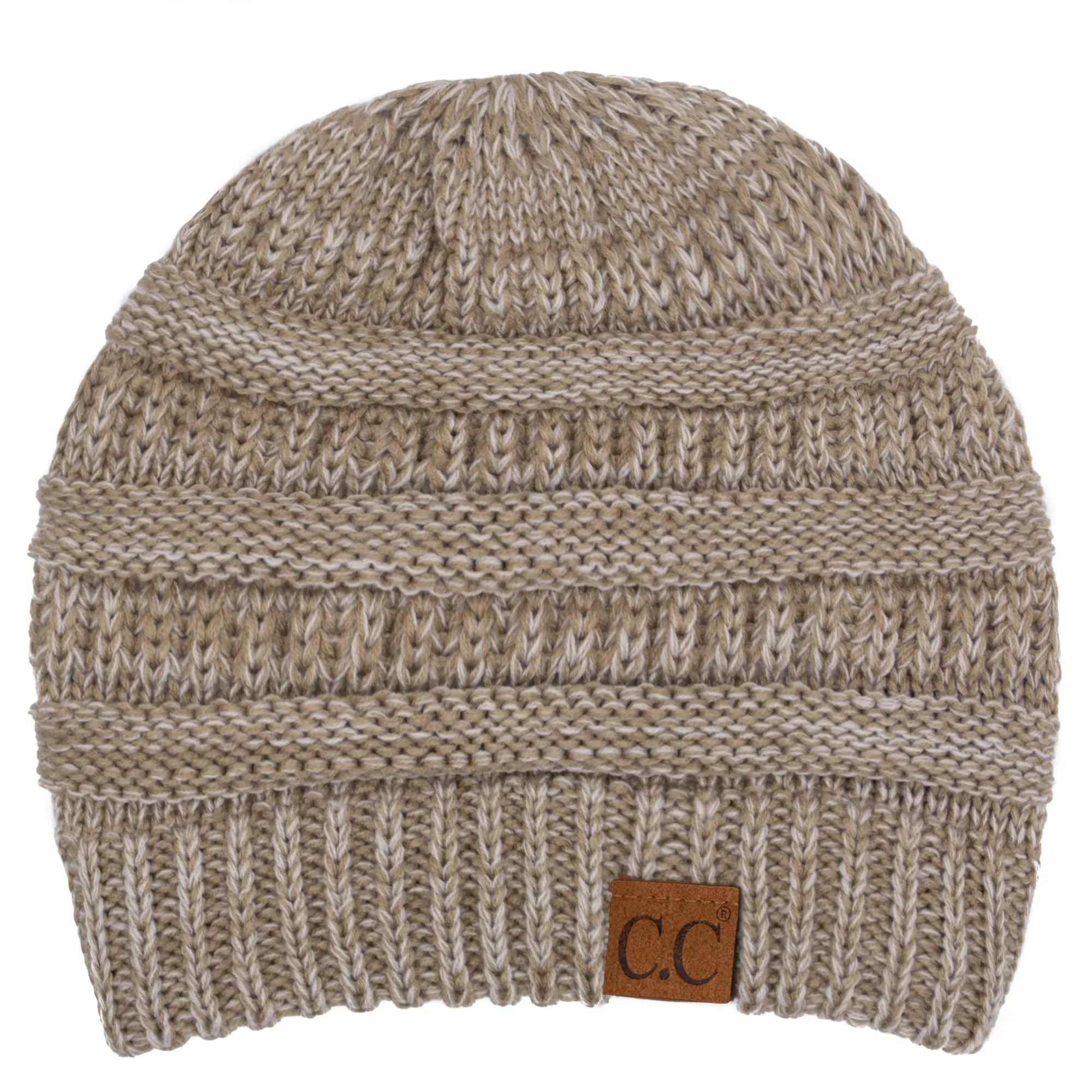 C.C YJ800 - Trendy Warm Chunky Soft Stretch Two-Toned Cable Knit Beanie Skully