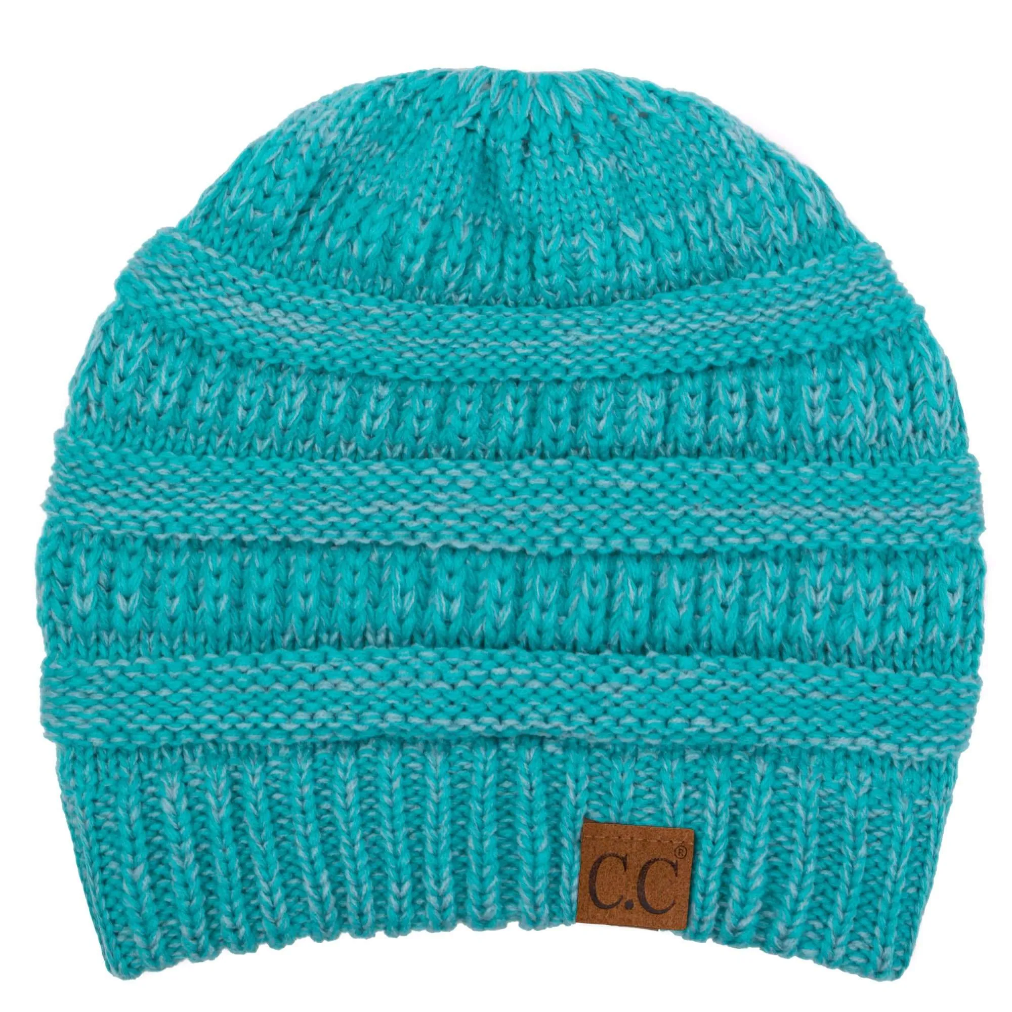 C.C YJ800 - Trendy Warm Chunky Soft Stretch Two-Toned Cable Knit Beanie Skully