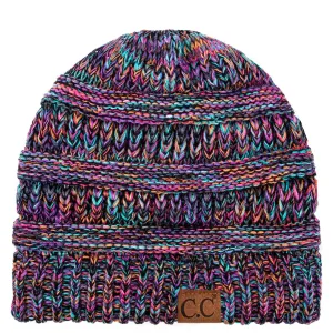 C.C YJ816 - Trendy Warm Chunky Soft Stretch Three-Toned Cable Knit Beanie Skully
