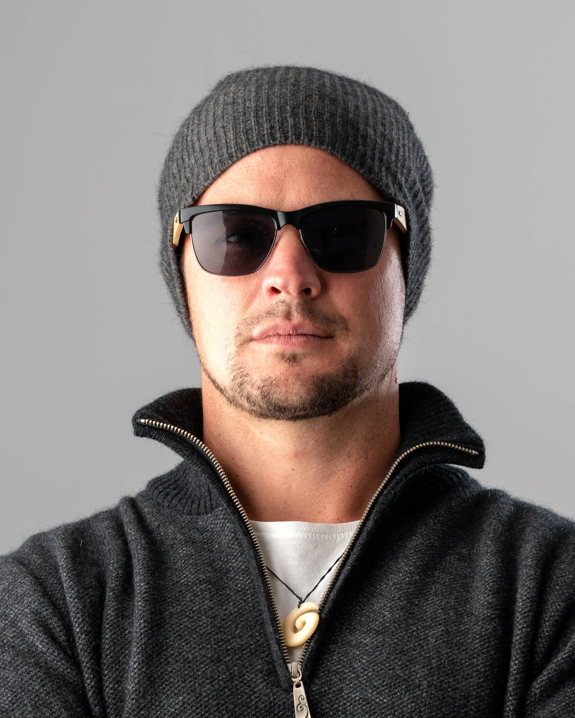 Charcoal Slouch Beanie Hat in Possum Merino Wool Unisex - NX677