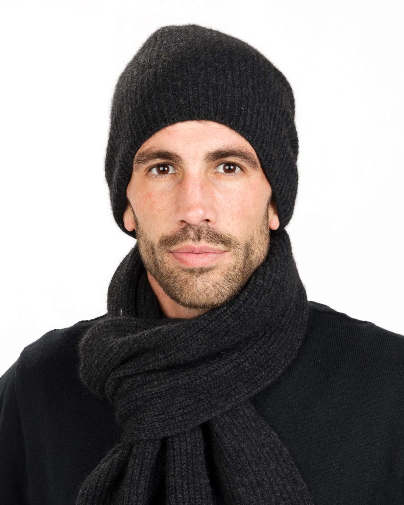 Charcoal Slouch Beanie Hat in Possum Merino Wool Unisex - NX677