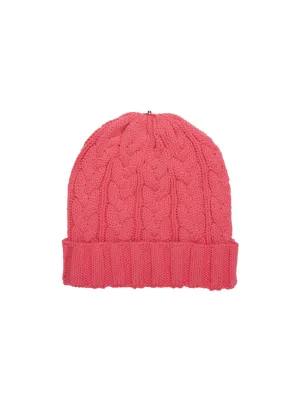 Charlie Cable Knit Hat - Neon Coral