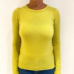 Chartreuse Yellow Cashmere Crew Neck Jumper Medium