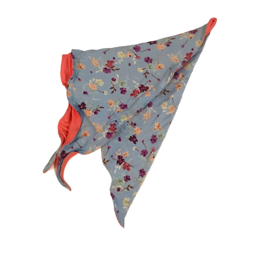 Chemo Head Scarf Reversible Helen Cornflower Coral