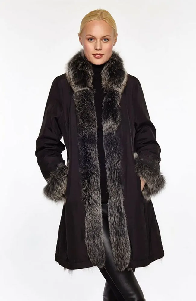 Chevron Fox Shawl Coat Reversible