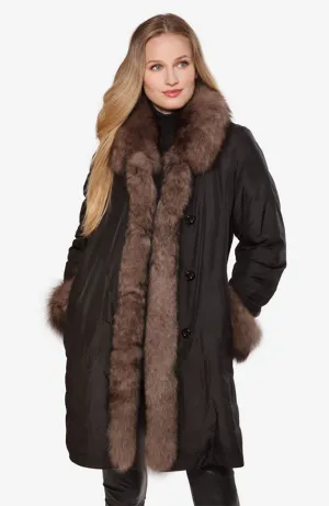 Chevron Fox Shawl Coat Reversible