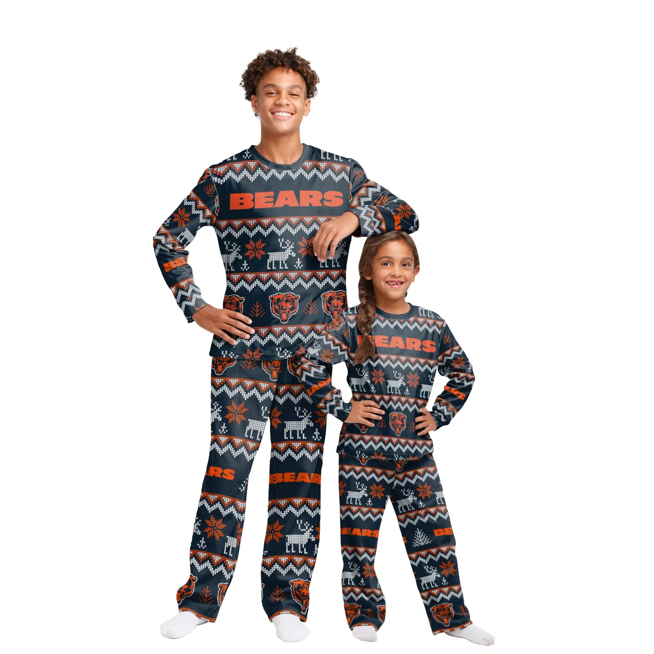 Chicago Bears NFL Ugly Pattern Family Holiday Pajamas