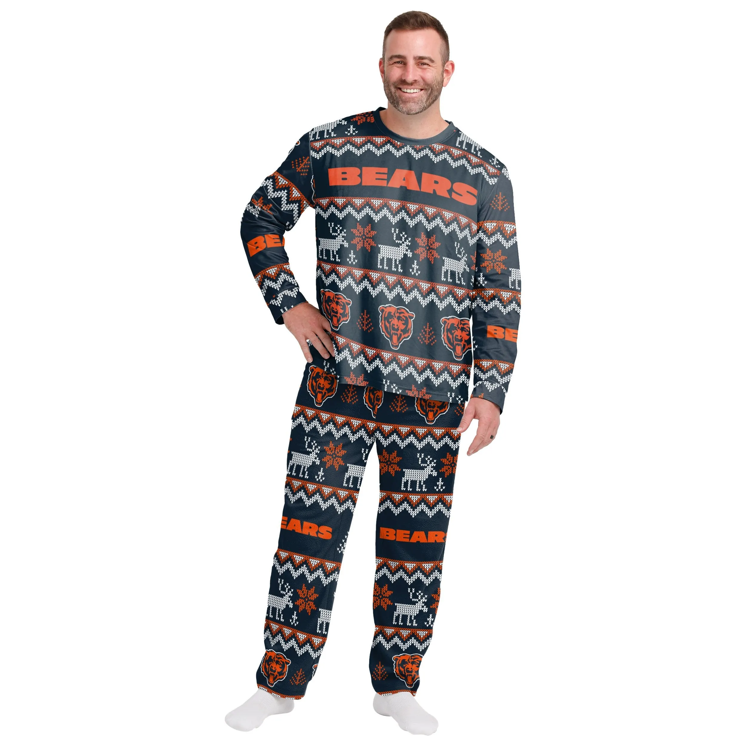 Chicago Bears NFL Ugly Pattern Family Holiday Pajamas