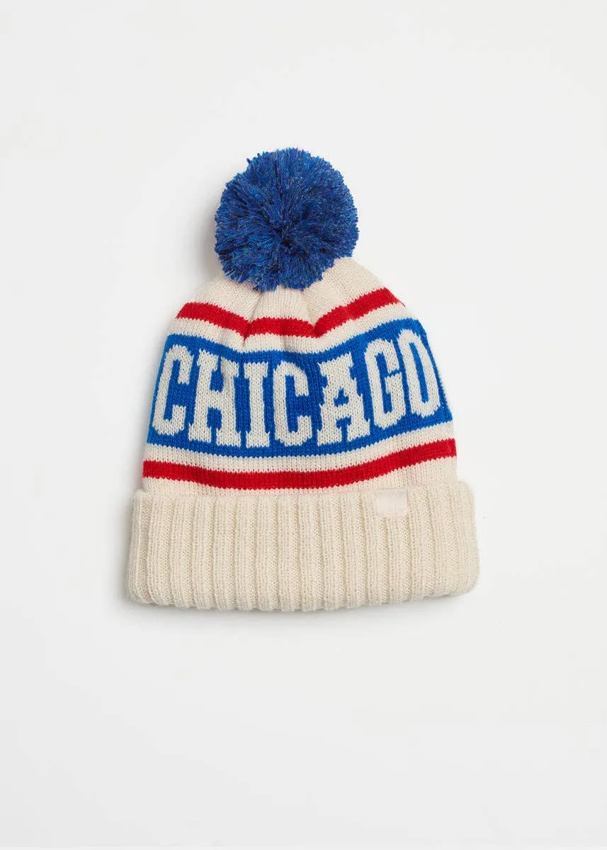 Chicago Varsity Beanie in Royal & Red