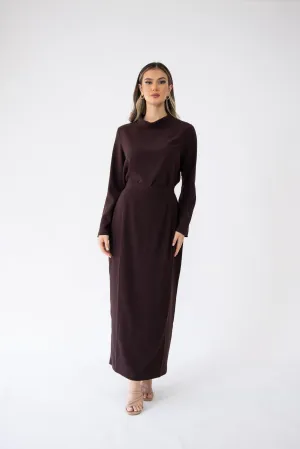 Chocolate Truffle ruched pencil skirt