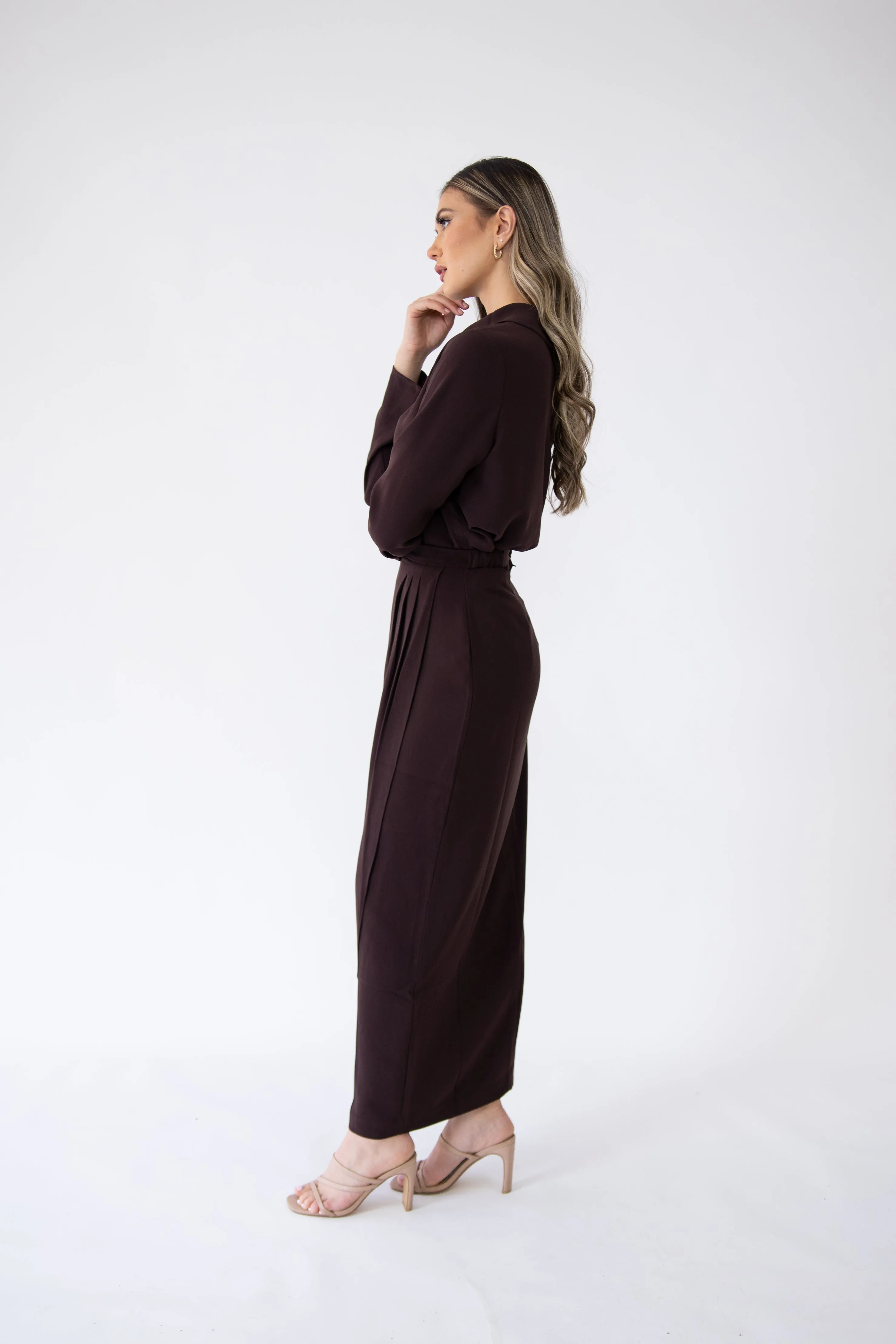 Chocolate Truffle ruched pencil skirt