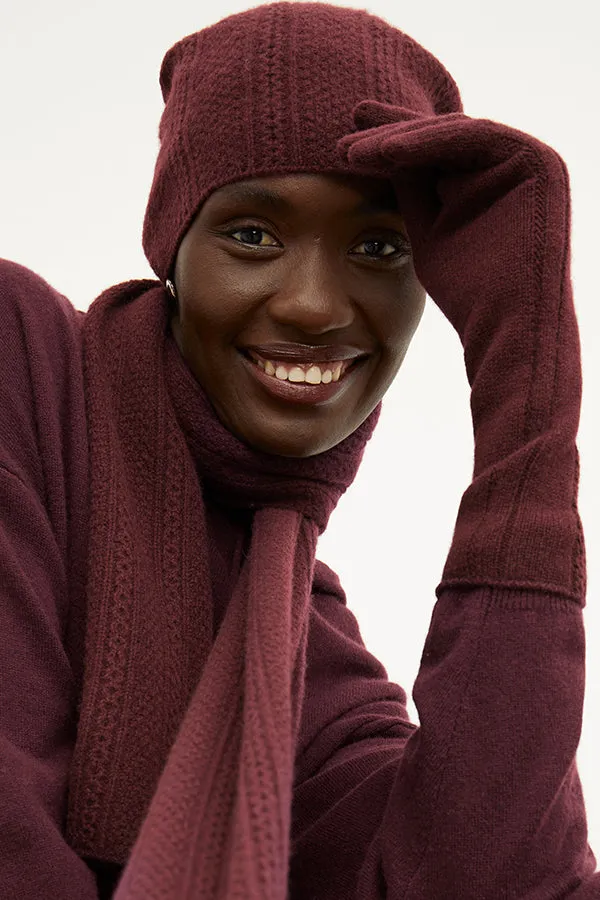 Circle Cable Beanie - Cashmere :: Chianti