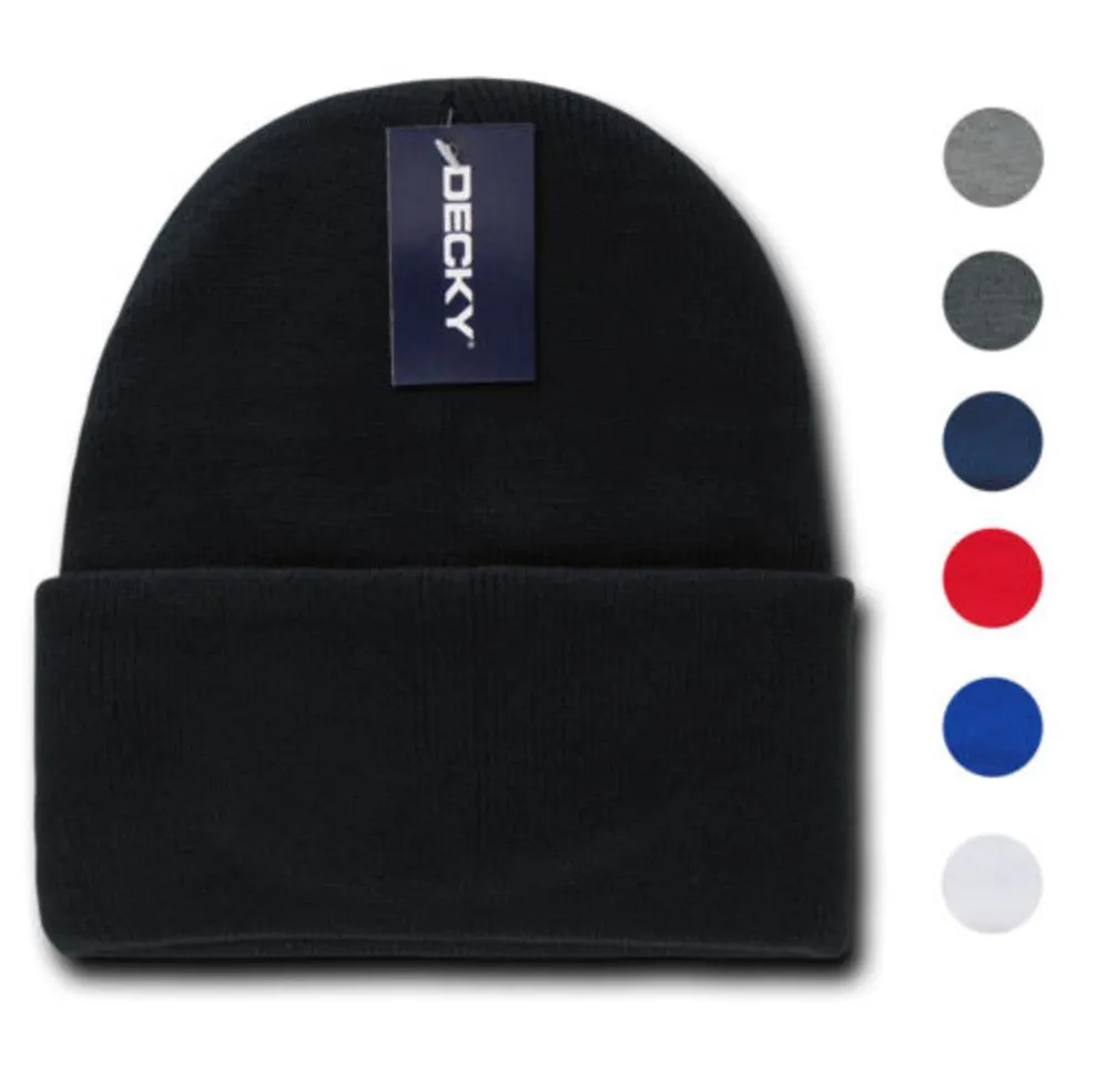Classic Decky Cuffed Long Beanies Acrylic Ski Skull Winter Warm Hats Caps Unisex