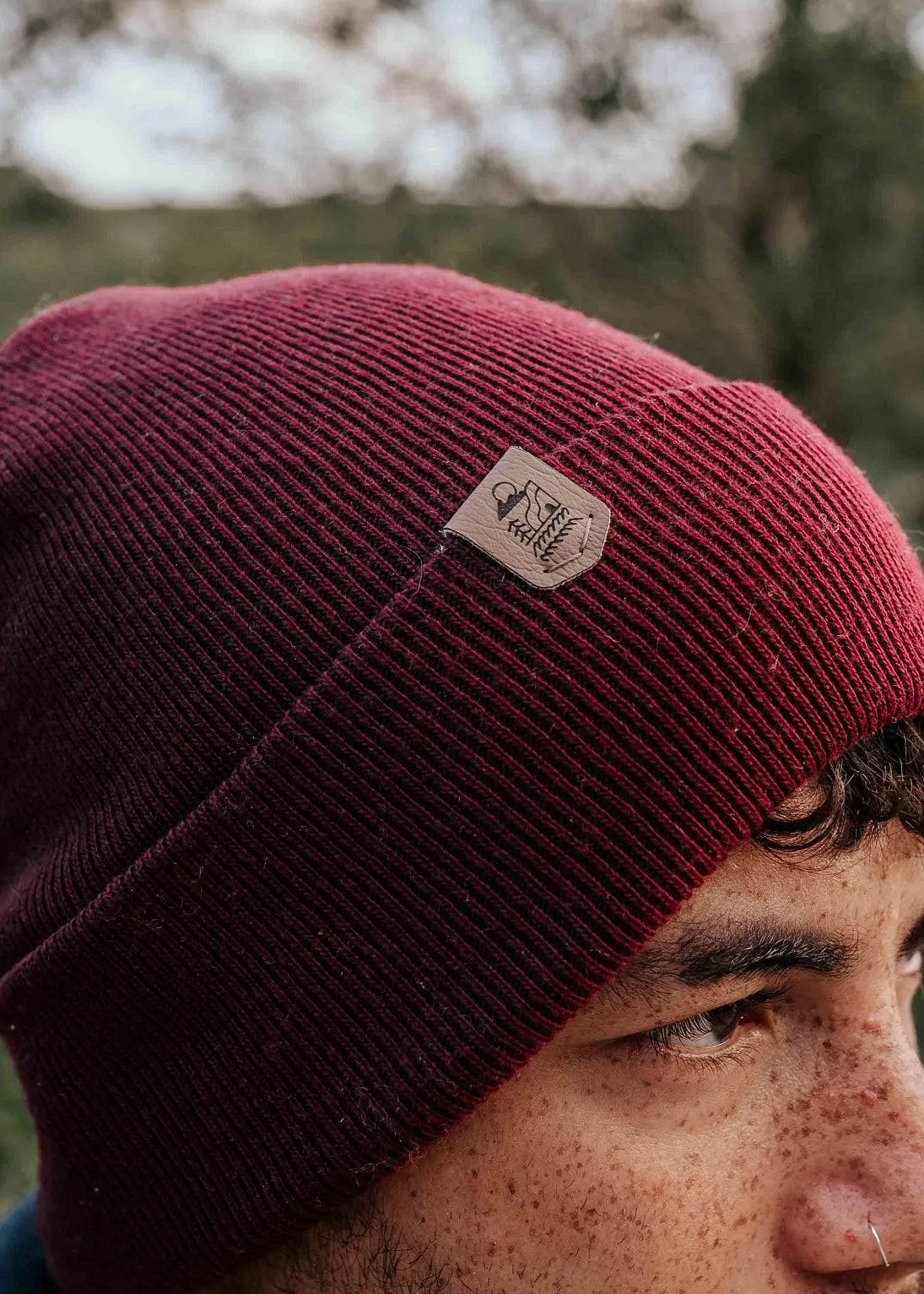 Classic Recycled Beanie Hat in Burgundy
