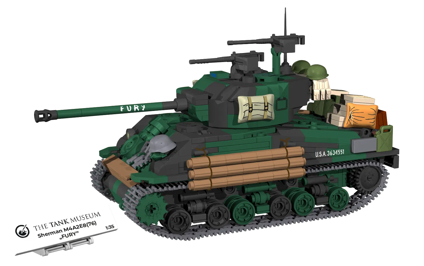 Cobi 1/35 Scale Sherman M4A2E8 (76) W "Fury" Tank Museum Exclusive
