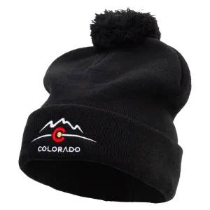 Colorado Logo Embroidered Pom Acrylic Cuff Long Beanie