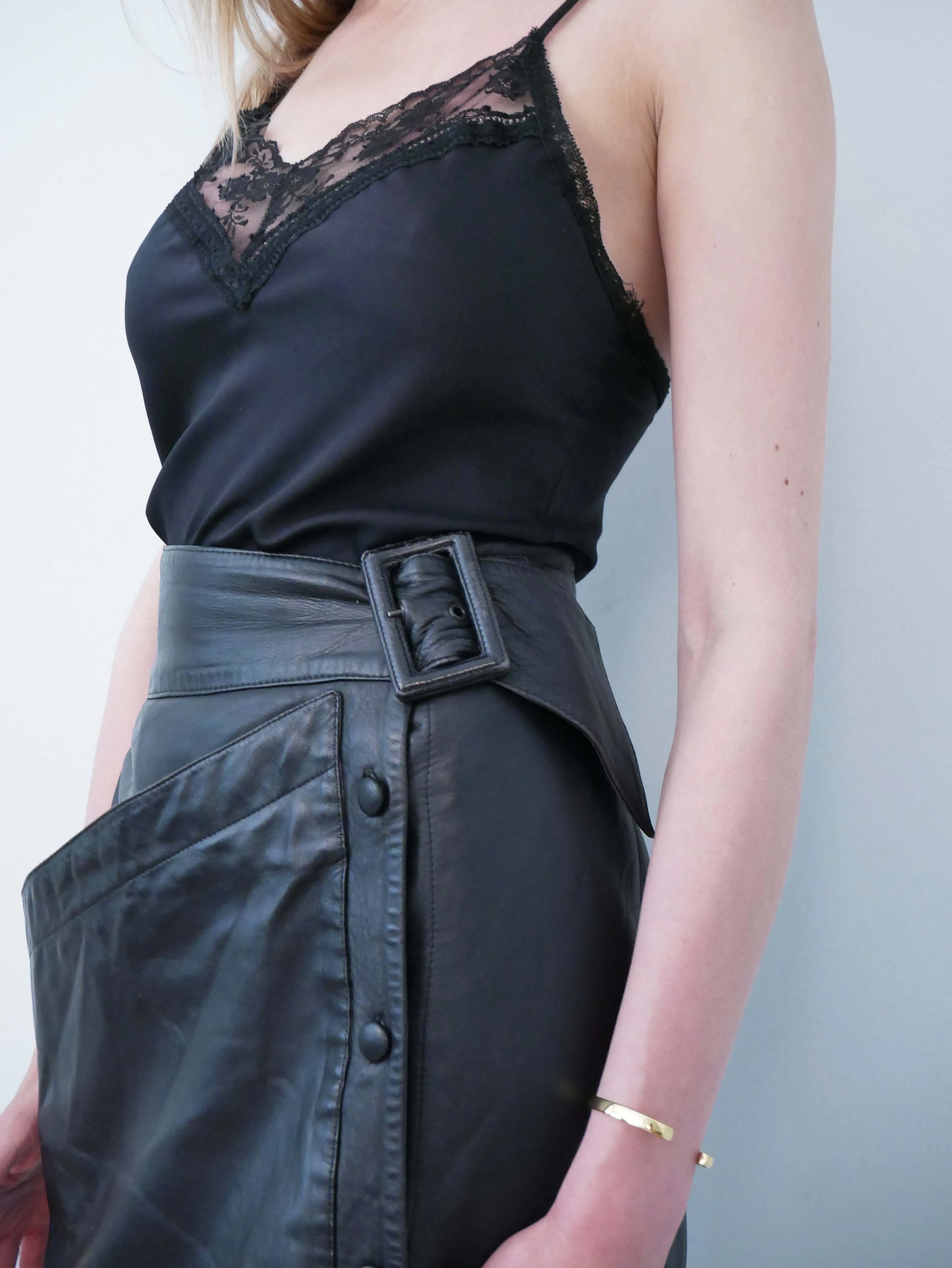 Complice 1980's asymmetric leather pencil skirt
