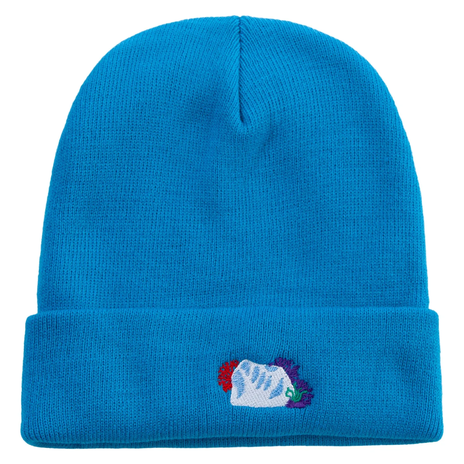 Coral Elements Embroidered 12 inch Long Knitted Beanie