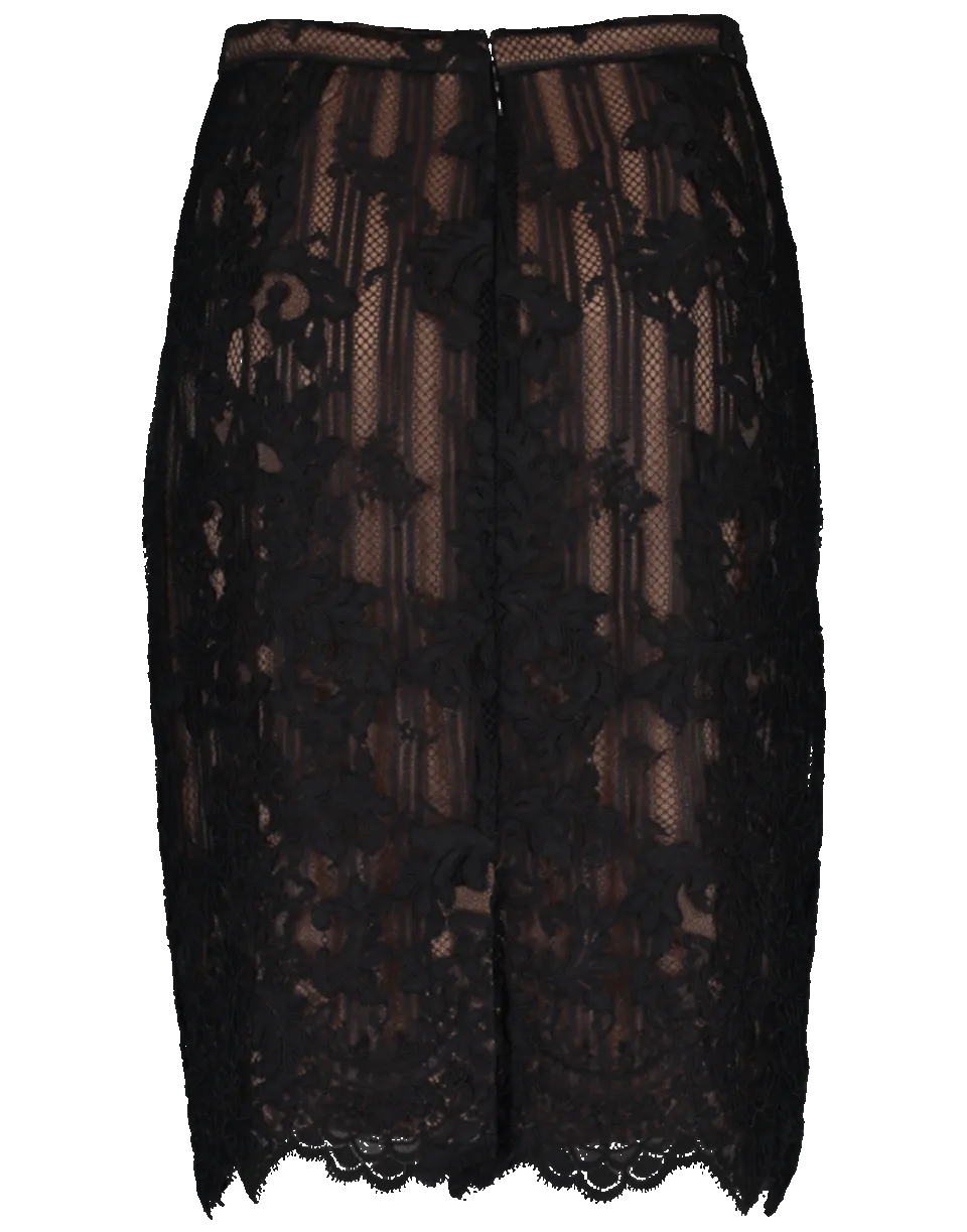 Corded Lace Pencil Skirt