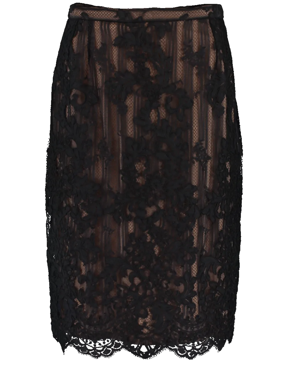 Corded Lace Pencil Skirt