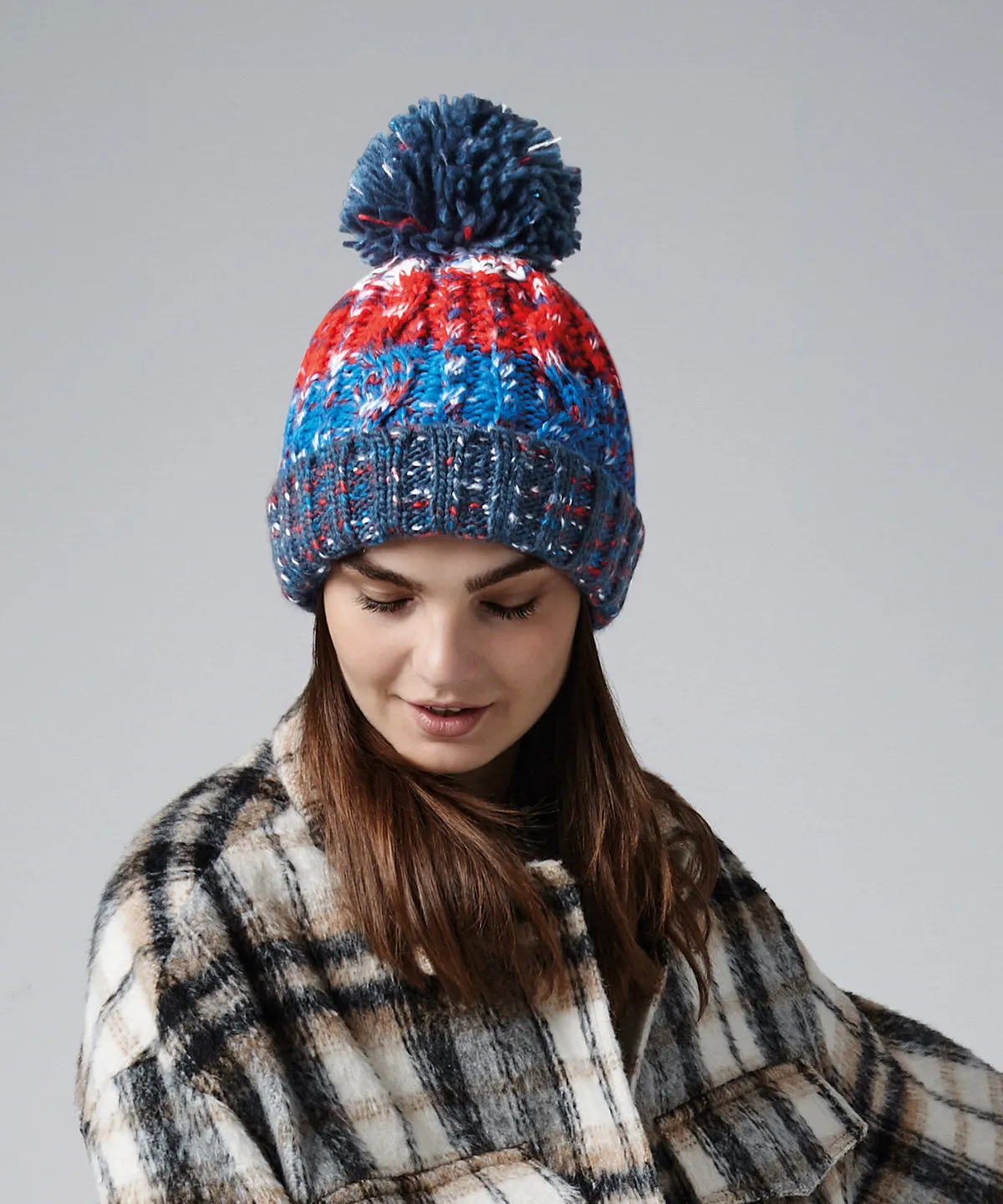 Corkscrew pom pom beanie | Alpine Blues