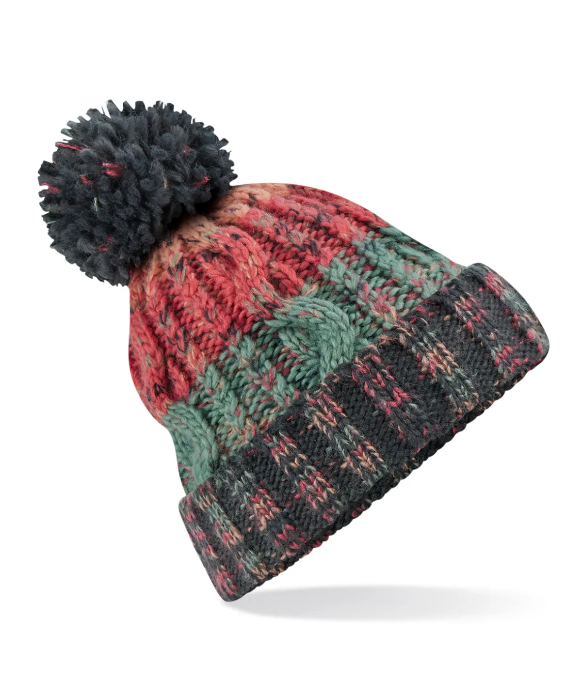 Corkscrew pom pom beanie | Watermelon Breeze