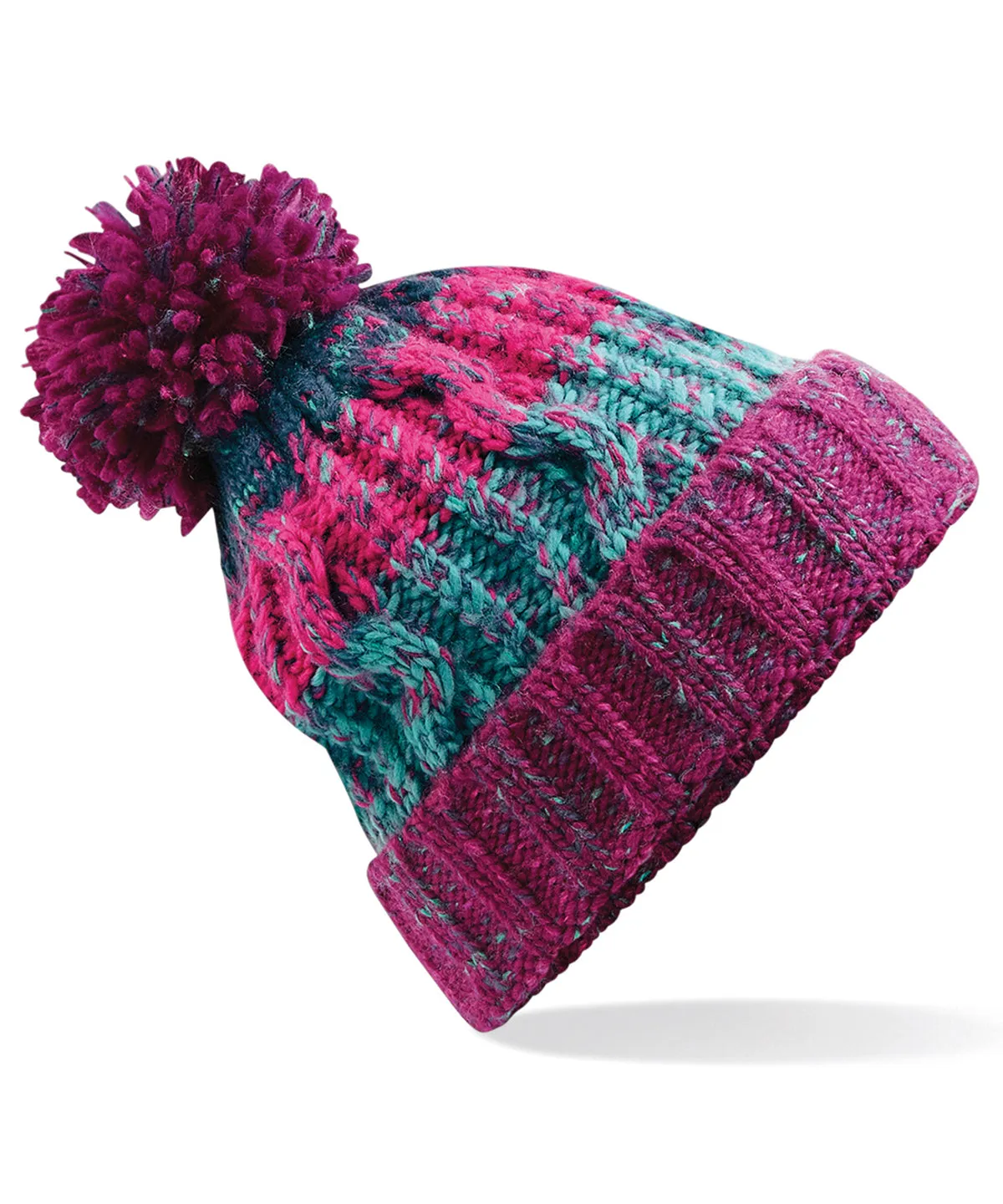 Corkscrew pom pom beanie | Winter Berries