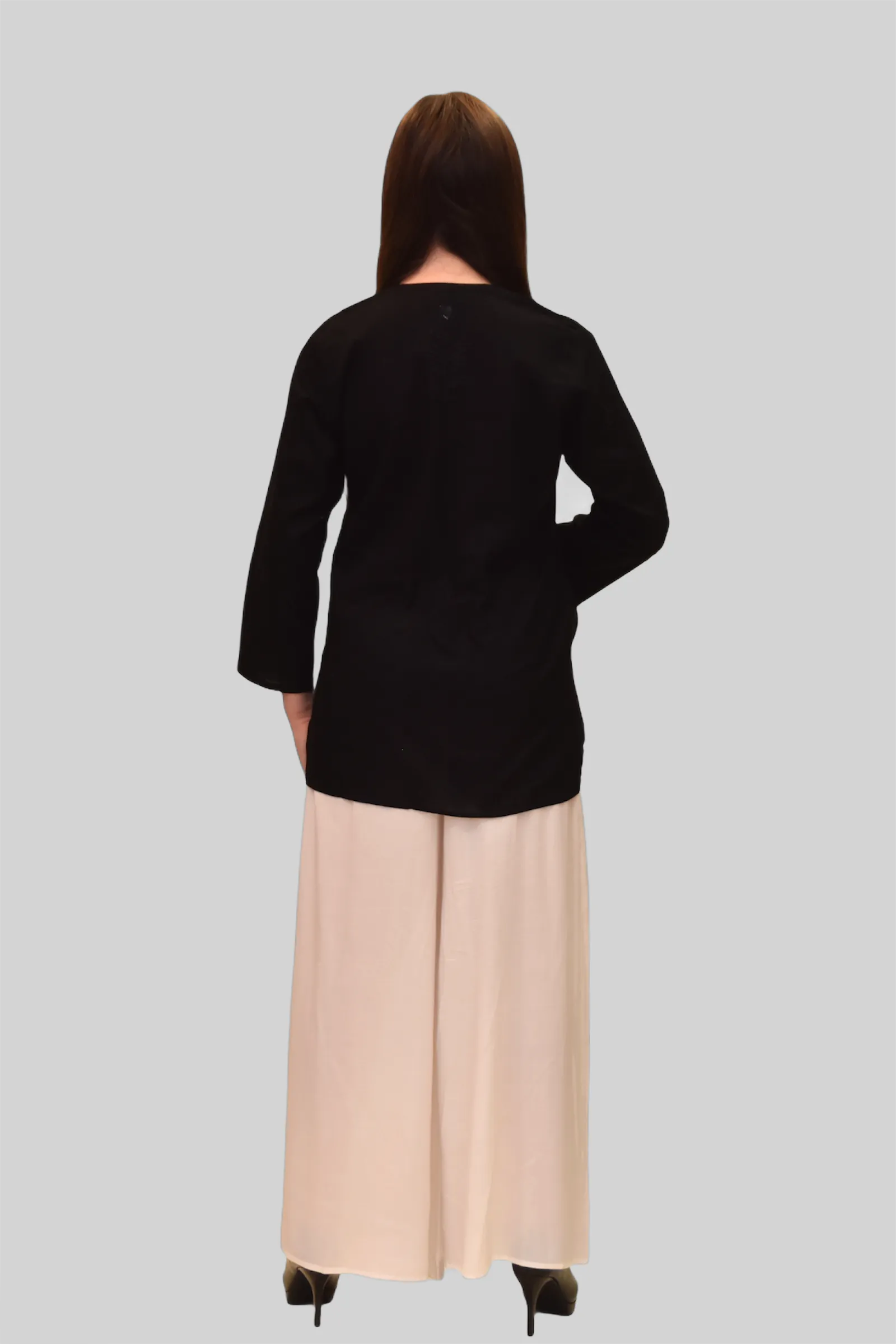 Cotton Silk Daisy White Palazzo pants