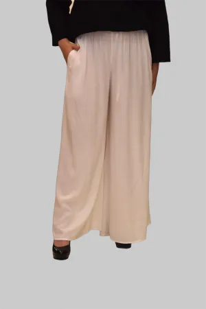 Cotton Silk Daisy White Palazzo pants