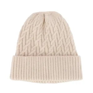 CTM® Women's Solid Braided Knit Winter Beanie Hat