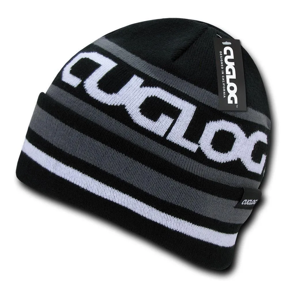 Cuglog Kailash Striped Beanies Braided Style Winter Cuffed Caps Hats