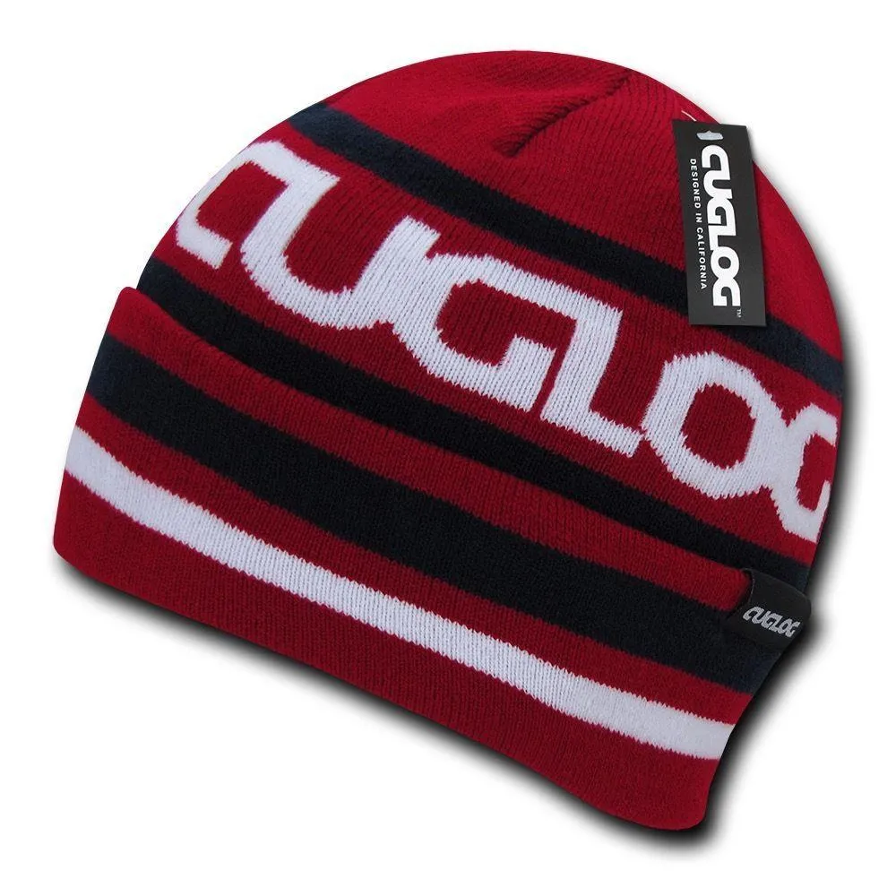 Cuglog Kailash Striped Beanies Braided Style Winter Cuffed Caps Hats