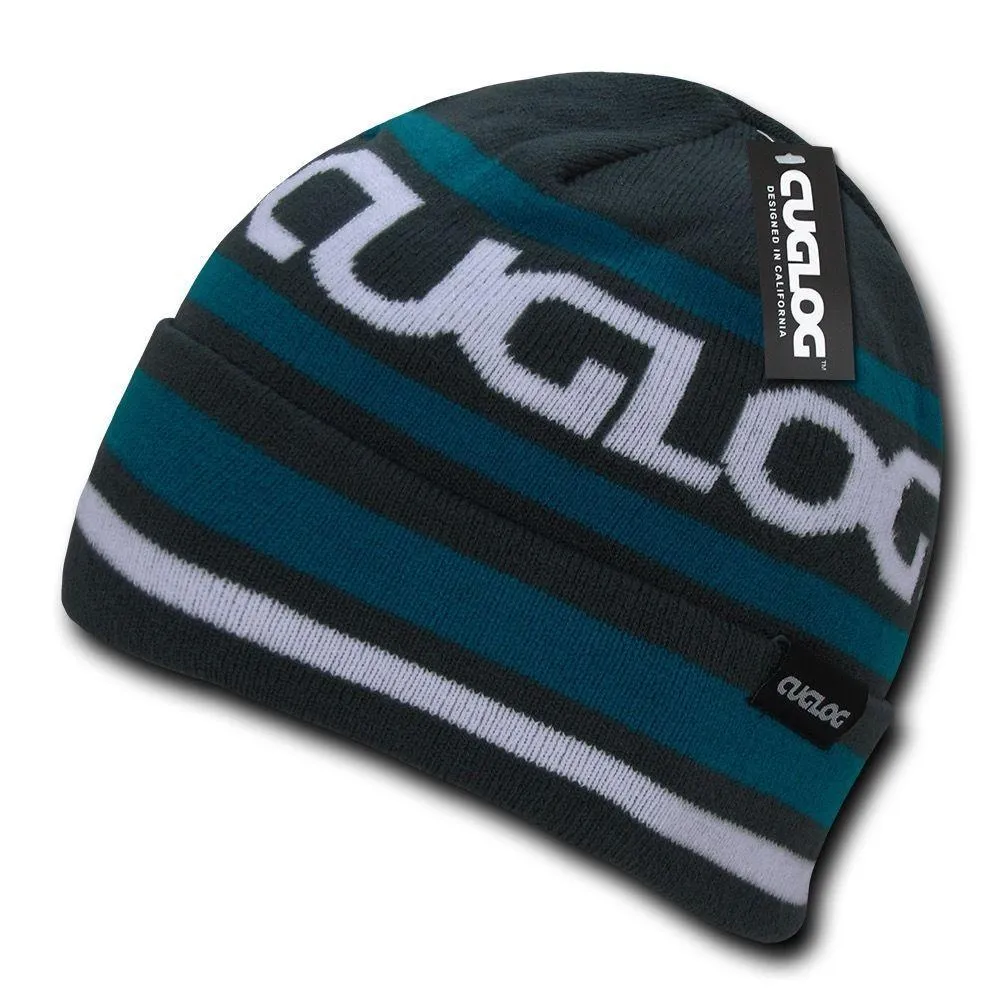 Cuglog Kailash Striped Beanies Braided Style Winter Cuffed Caps Hats