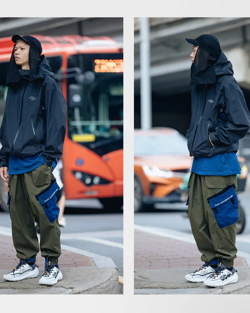 Cyberpunk Wing Shape Functional Woven Cargo Pants