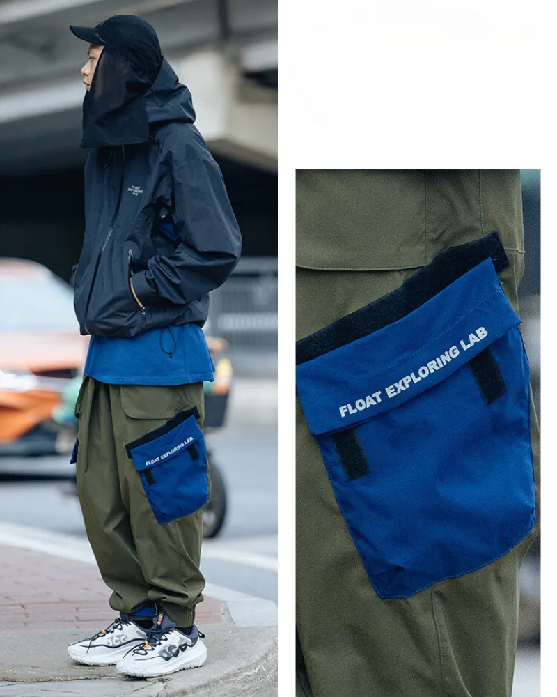 Cyberpunk Wing Shape Functional Woven Cargo Pants